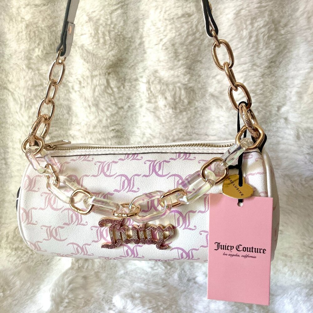 NEW Juicy Couture‎ Bling Bling Roll Bag in Angel White Multi